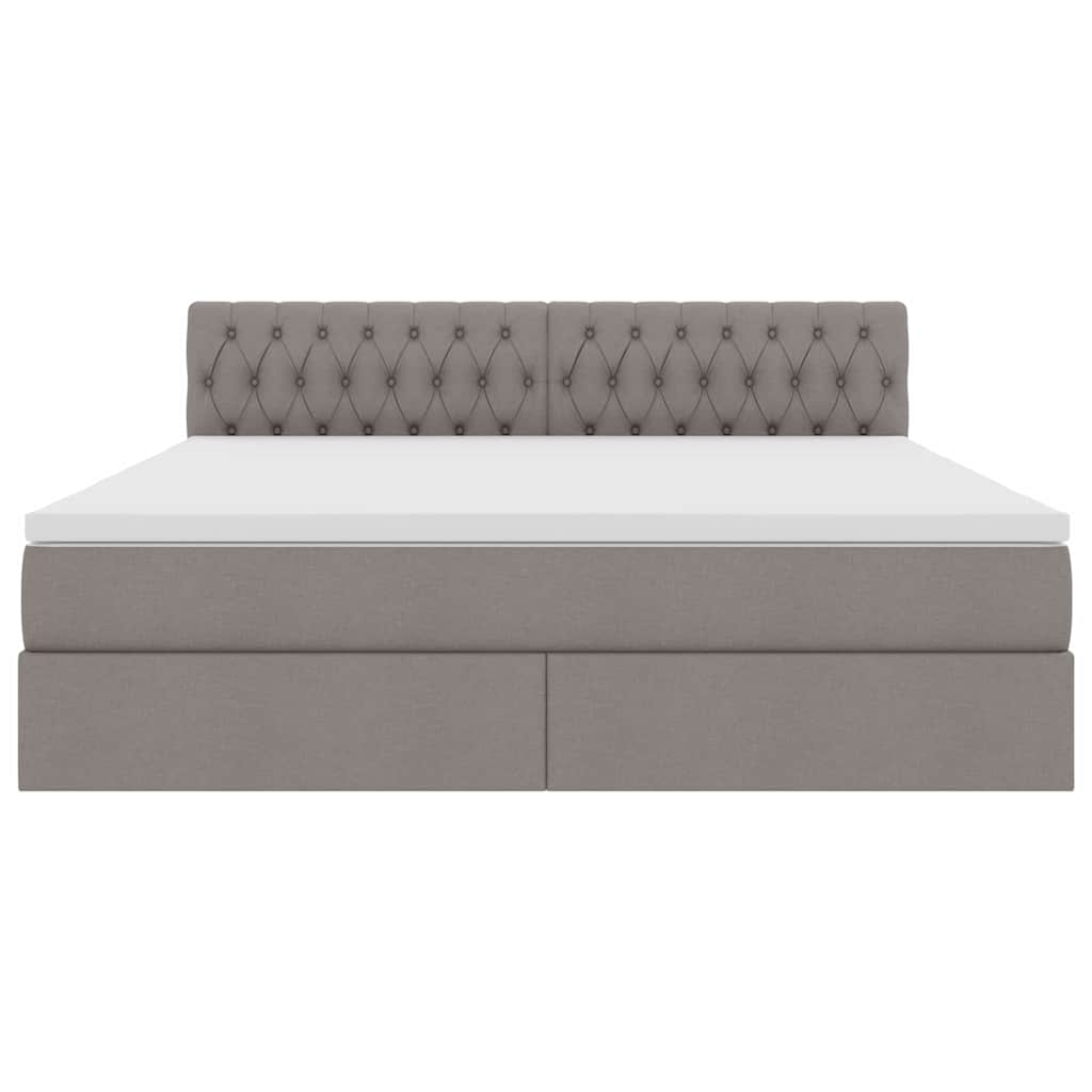 Κρεβάτι με αποθηκευτικό χώρο και LED Taupe 180 x 200 cm ύφασμα