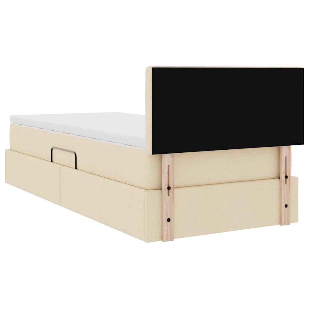 Κρεβάτι με αποθηκευτικό χώρο και LED Κρέμ 90 x 190 cm ύφασμα - Pakobazaar