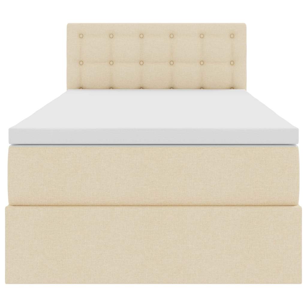 Κρεβάτι με αποθηκευτικό χώρο και LED Κρέμ 90 x 190 cm ύφασμα - Pakobazaar