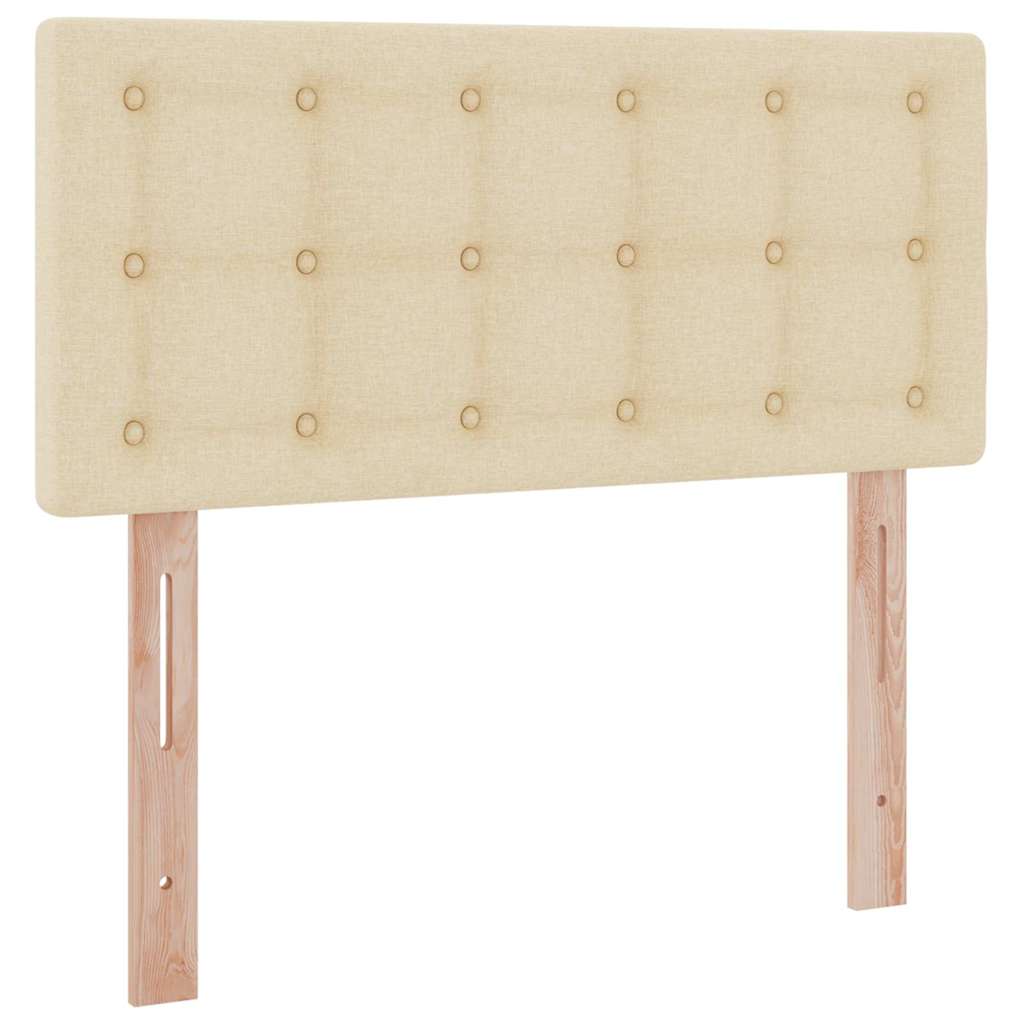 Κρεβάτι με αποθηκευτικό χώρο και LED Κρέμ 90 x 200 cm ύφασμα - Pakobazaar