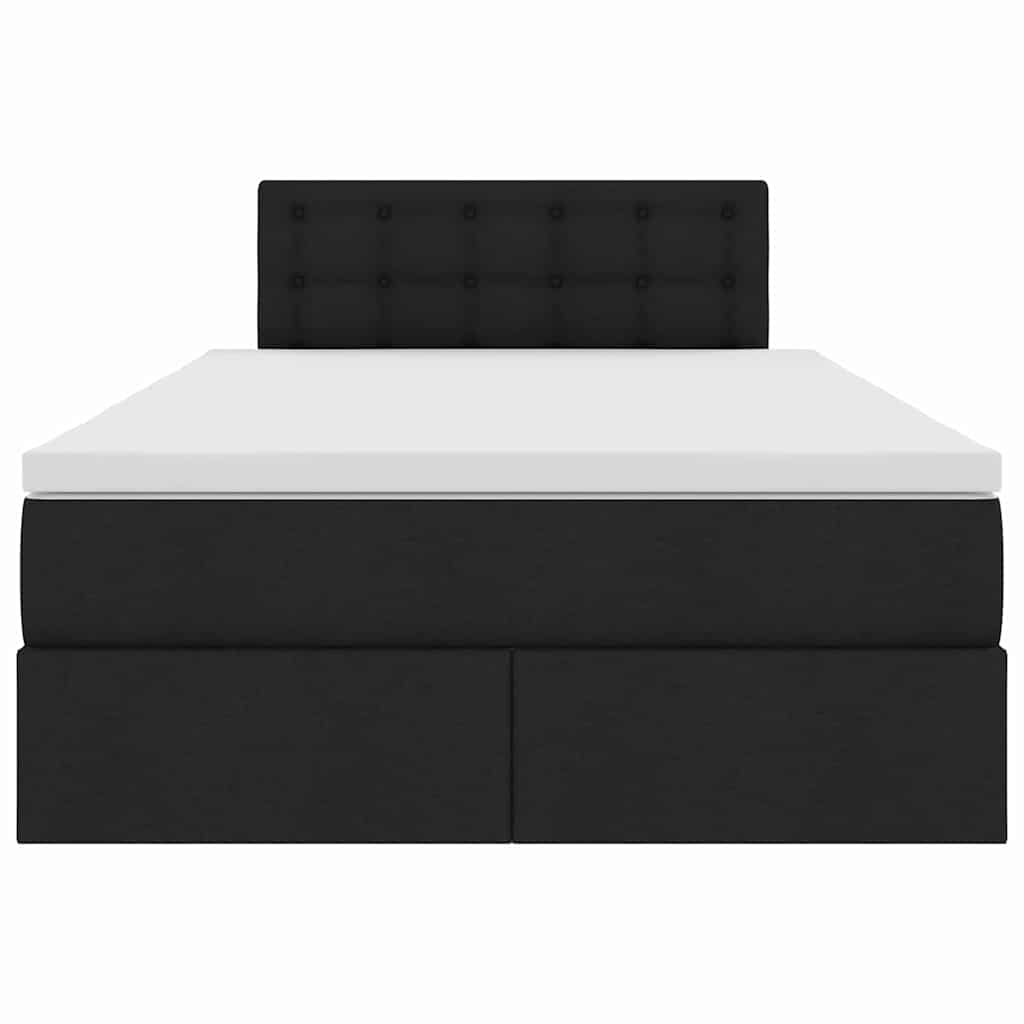 LED Κρεβάτι αποθήκευσης με στρώμα Μαύρο 120 x 190 cm Ύφασμα