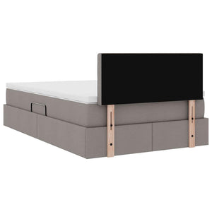 LED Κρεβάτι αποθήκευσης με στρώμα Taupe 120 x 190 cm Ύφασμα - Pakobazaar