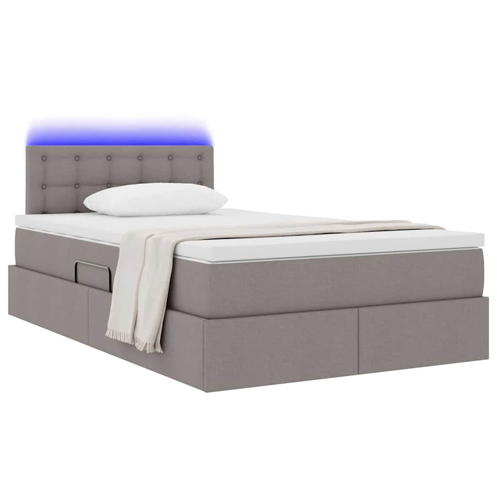 Κρεβάτι με αποθηκευτικό χώρο και LED Taupe 120 x 200 cm ύφασμα - Pakobazaar