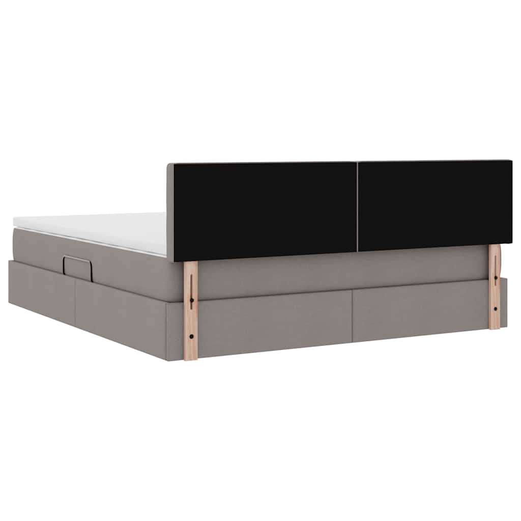 Κρεβάτι με αποθηκευτικό χώρο και LED Taupe 160 x 200 cm ύφασμα - Pakobazaar