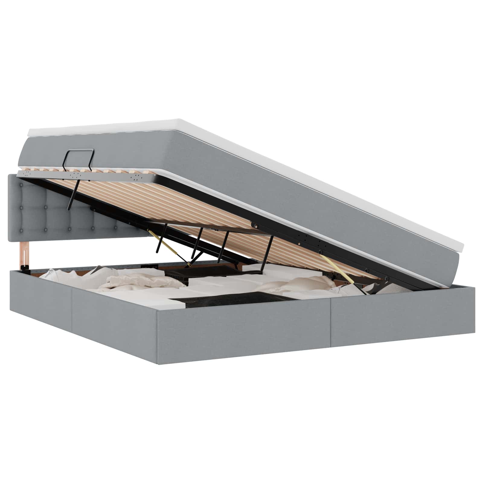 Κρεβάτι με αποθηκευτικό χώρο και LED Ανοιχτό γκρι 180 x 200 cm - Pakobazaar