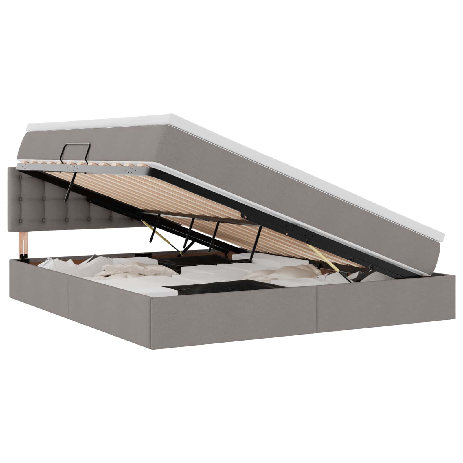 LED Κρεβάτι αποθήκευσης με στρώμα Taupe 180 x 200 cm Ύφασμα