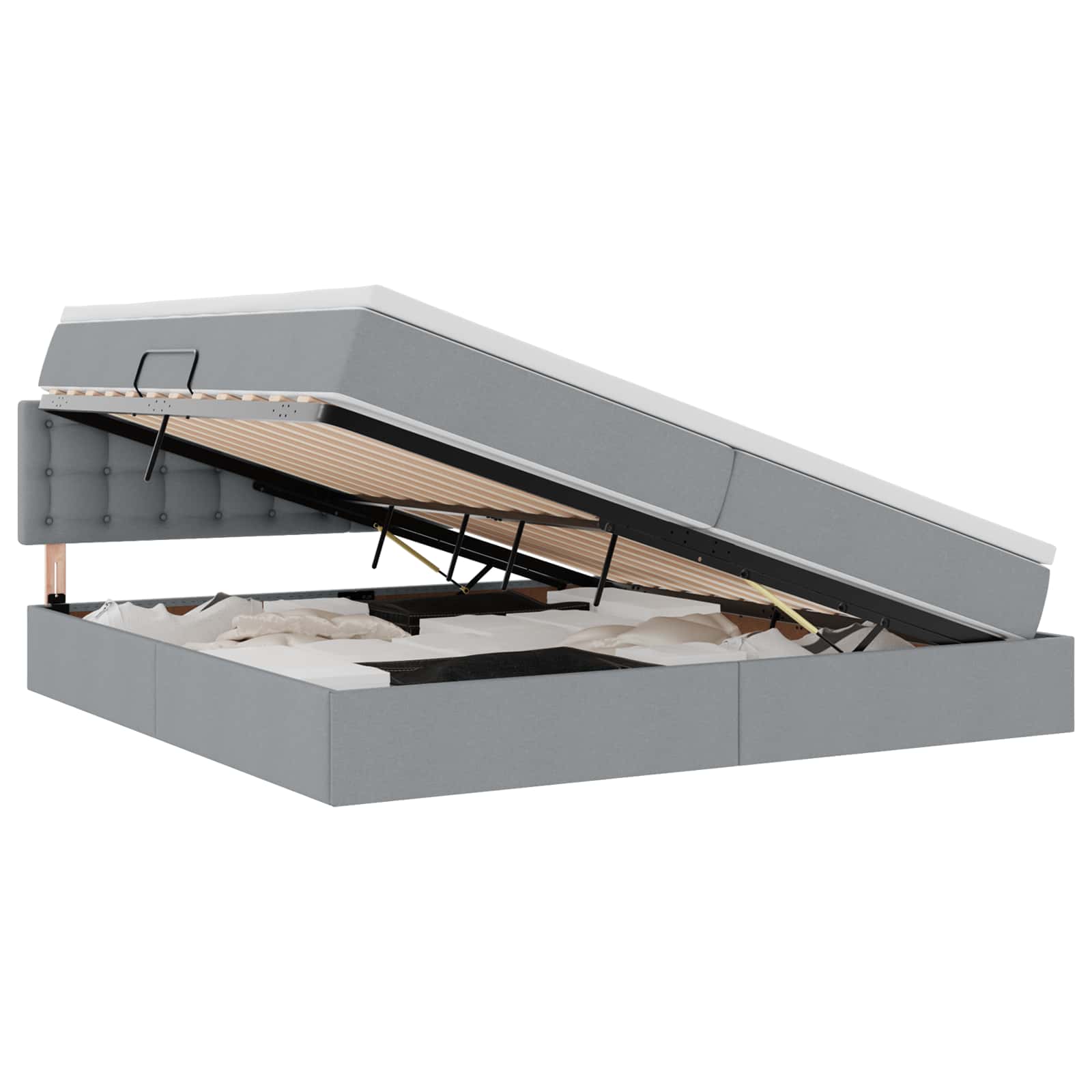 Κρεβάτι με αποθηκευτικό χώρο και LED Ανοιχτό γκρι 200 x 200 cm - Pakobazaar