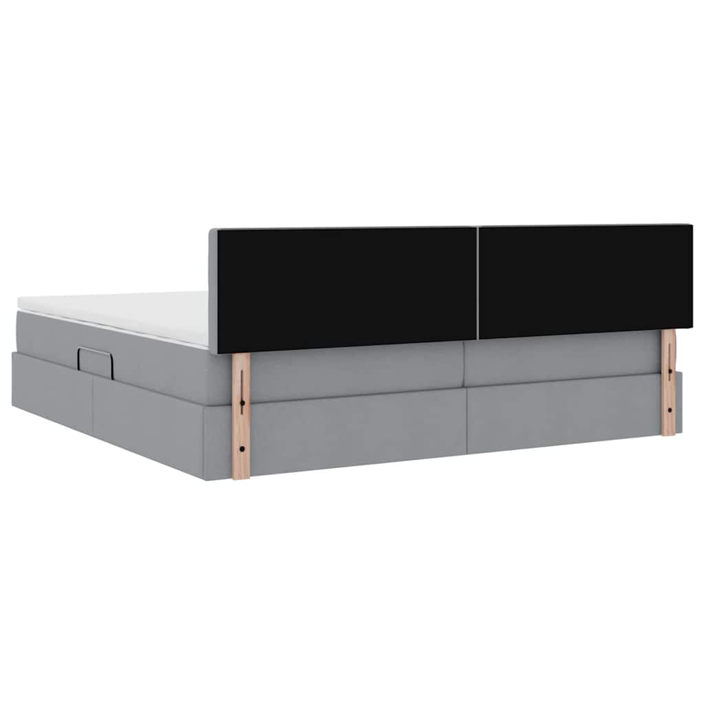 Κρεβάτι με αποθηκευτικό χώρο και LED Ανοιχτό γκρι 200 x 200 cm - Pakobazaar