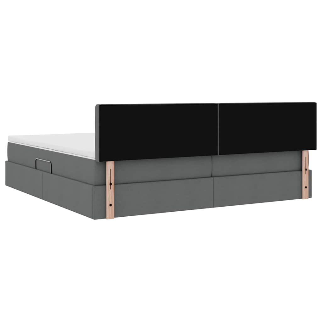 Κρεβάτι με αποθηκευτικό χώρο και LED Σκούρο Γκρι 200 x 200 cm - Pakobazaar