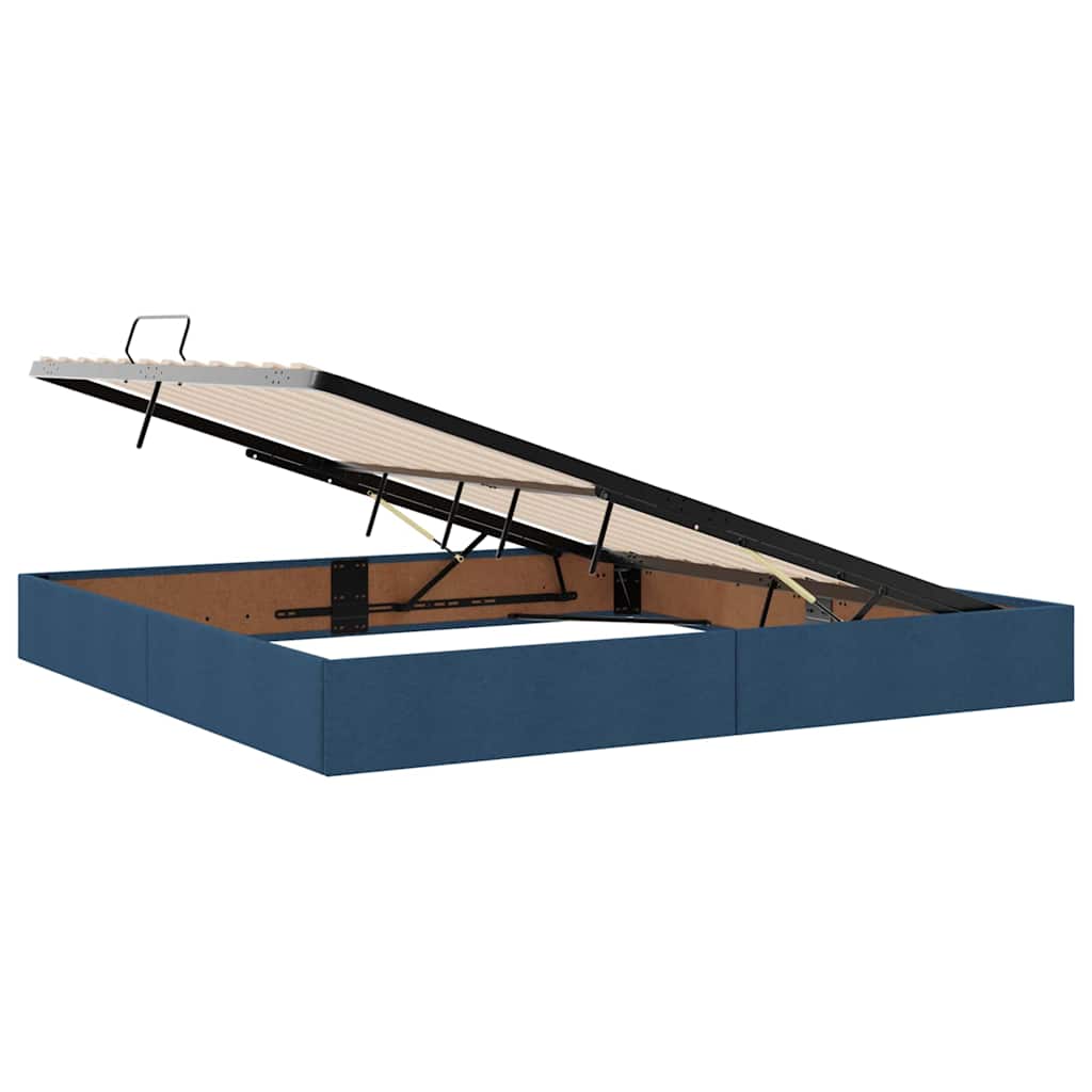 Κρεβάτι με αποθηκευτικό χώρο και LED Μπλε 200 x 200 cm ύφασμα - Pakobazaar