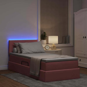 Κρεβάτι με αποθηκευτικό χώρο και LED Ροζ 90 x 190 cm Βελούδο - Pakobazaar