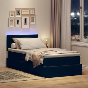 Κρεβάτι με αποθηκευτικό χώρο και LED Μαύρο 90 x 200 cm Βελούδο - Pakobazaar