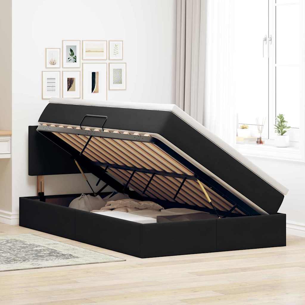 Κρεβάτι με αποθηκευτικό χώρο και LED Μαύρο 120 x 190 cm Βελούδο - Pakobazaar