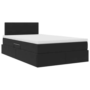 LED Κρεβάτι αποθήκευσης με στρώμα Μαύρο 120 x 190 cm Βελούδο - Pakobazaar