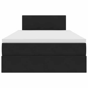 LED Κρεβάτι αποθήκευσης με στρώμα Μαύρο 120 x 190 cm Βελούδο - Pakobazaar