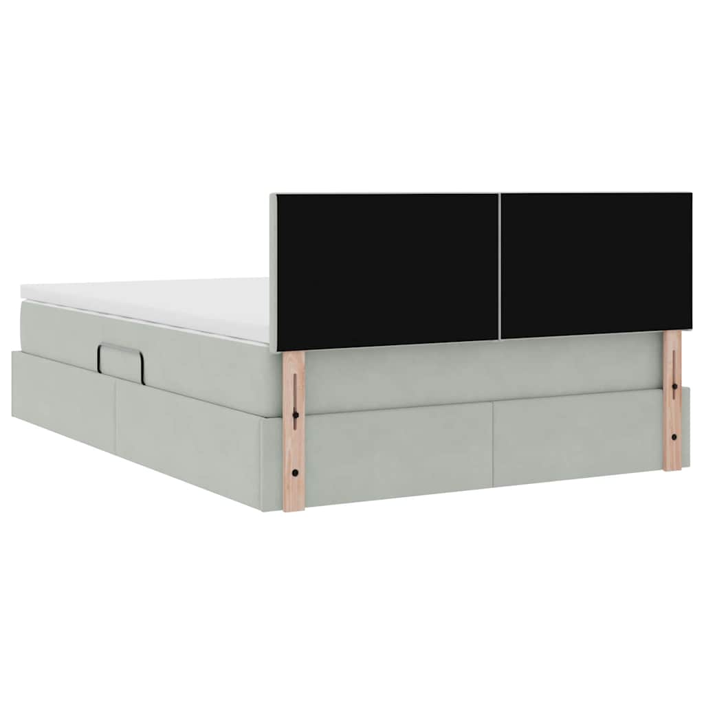 Κρεβάτι με αποθηκευτικό χώρο και LED Ανοιχτό γκρι 140 x 200 cm - Pakobazaar