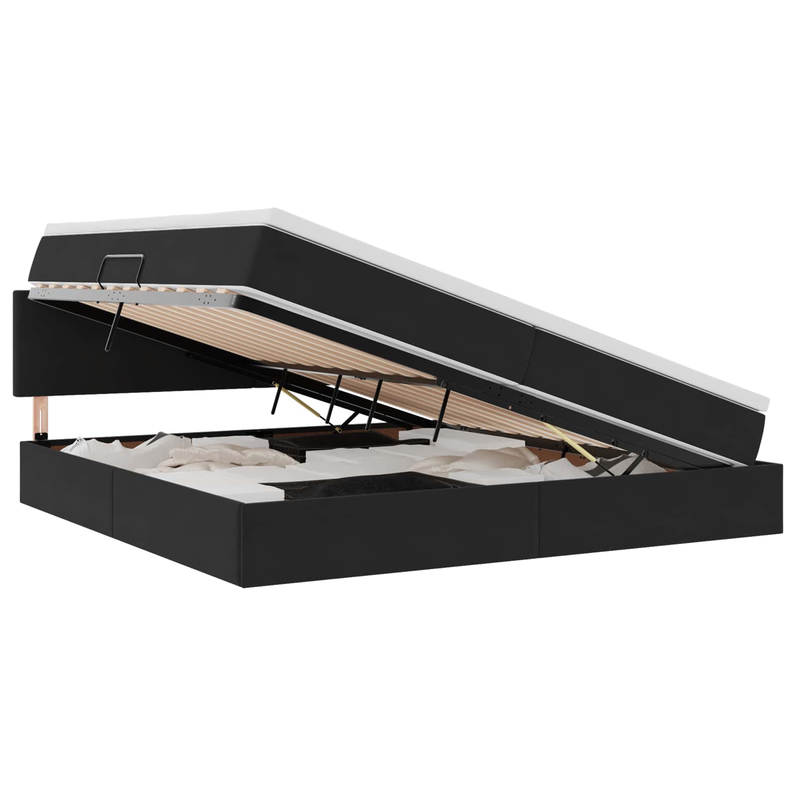 Κρεβάτι με αποθηκευτικό χώρο και LED Μαύρο 200 x 200 cm Βελούδο - Pakobazaar