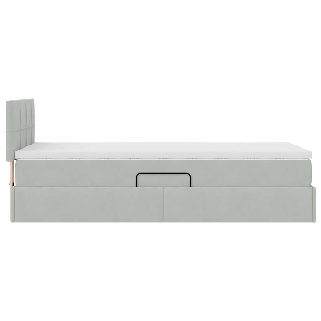 Κρεβάτι με αποθηκευτικό χώρο και LED Ανοιχτό γκρι 90 x 190 cm - Pakobazaar