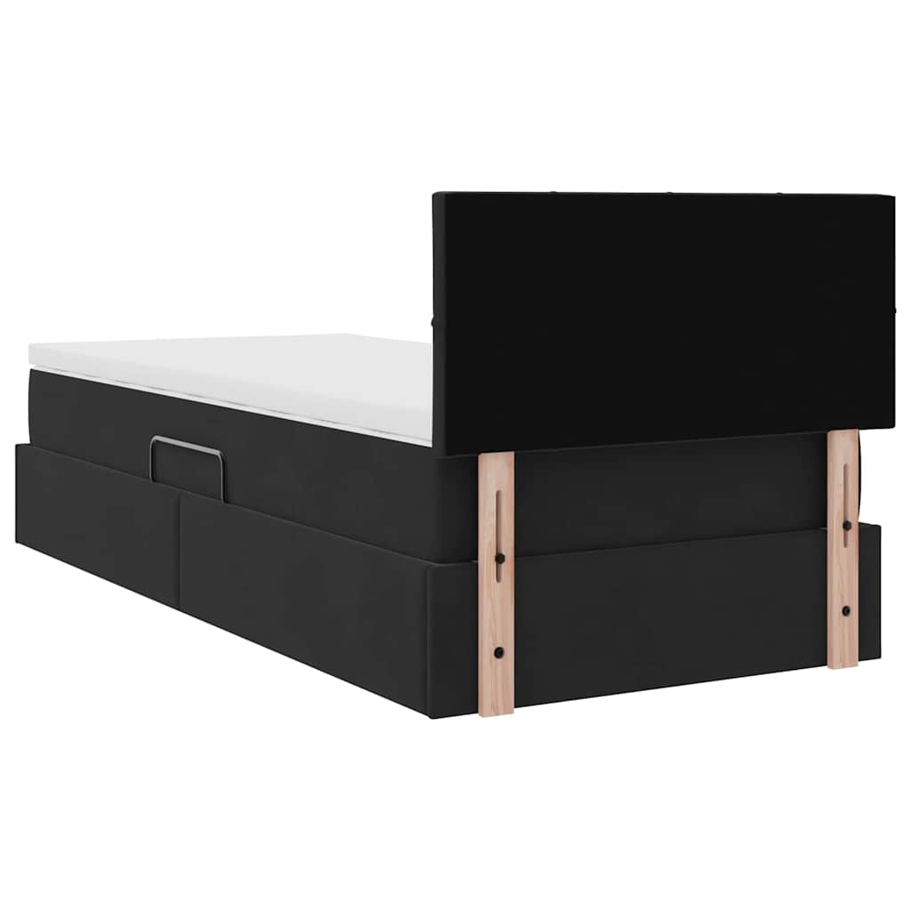 Κρεβάτι με αποθηκευτικό χώρο και LED Μαύρο 90 x 200 cm Βελούδο - Pakobazaar