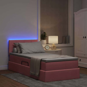Κρεβάτι με αποθηκευτικό χώρο και LED Ροζ 90 x 200 cm Βελούδο - Pakobazaar
