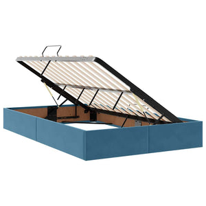 LED Κρεβάτι αποθήκευσης με στρώμα Μπλε 120 x 190 cm Βελούδο