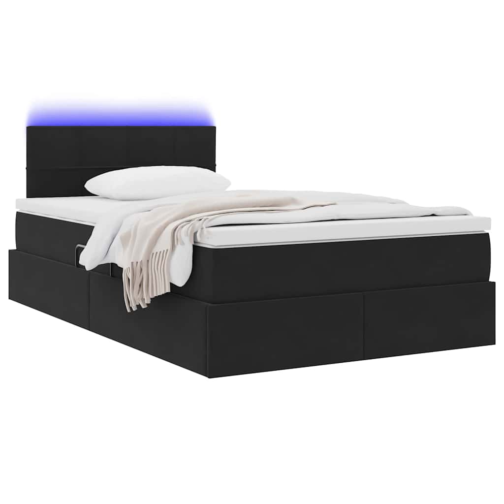 Κρεβάτι με αποθηκευτικό χώρο και LED Μαύρο 120 x 200 cm Βελούδο - Pakobazaar