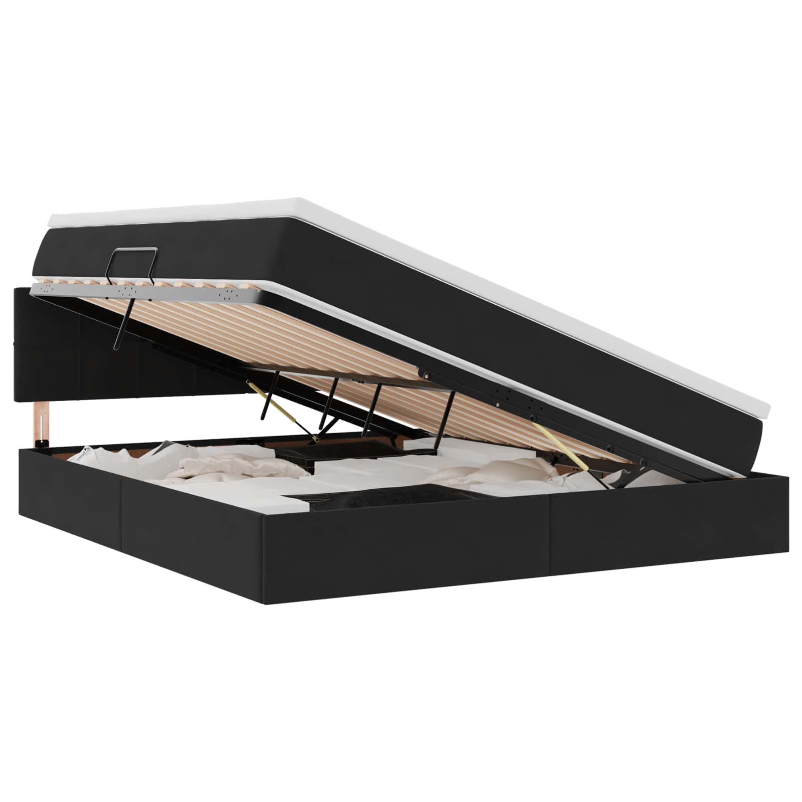 Κρεβάτι με αποθηκευτικό χώρο και LED Μαύρο 180 x 200 cm Βελούδο - Pakobazaar
