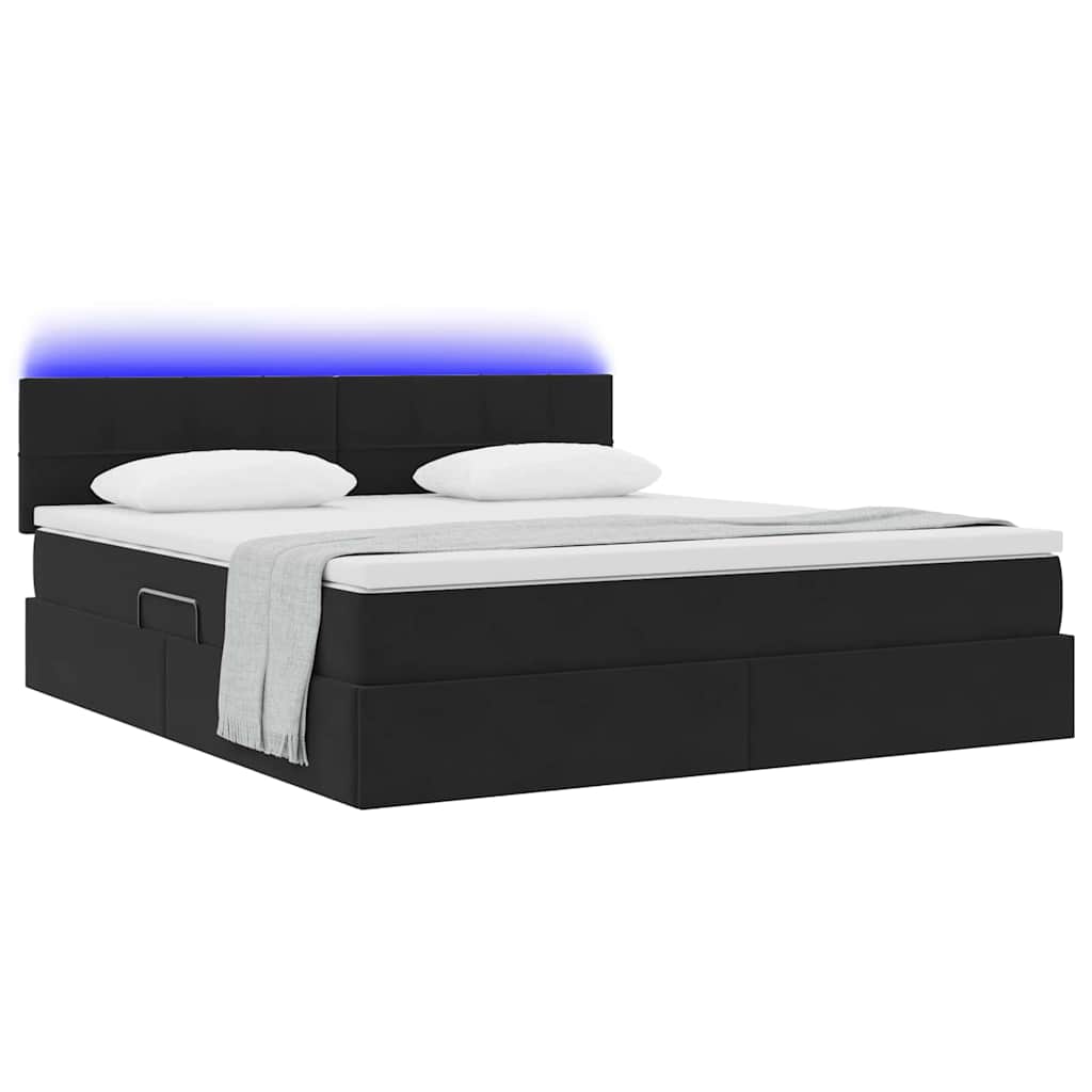 Κρεβάτι με αποθηκευτικό χώρο και LED Μαύρο 180 x 200 cm Βελούδο - Pakobazaar