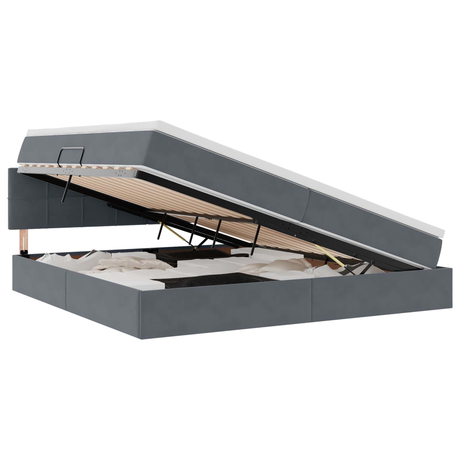 Κρεβάτι με αποθηκευτικό χώρο και LED Σκούρο Γκρι 200 x 200 cm - Pakobazaar