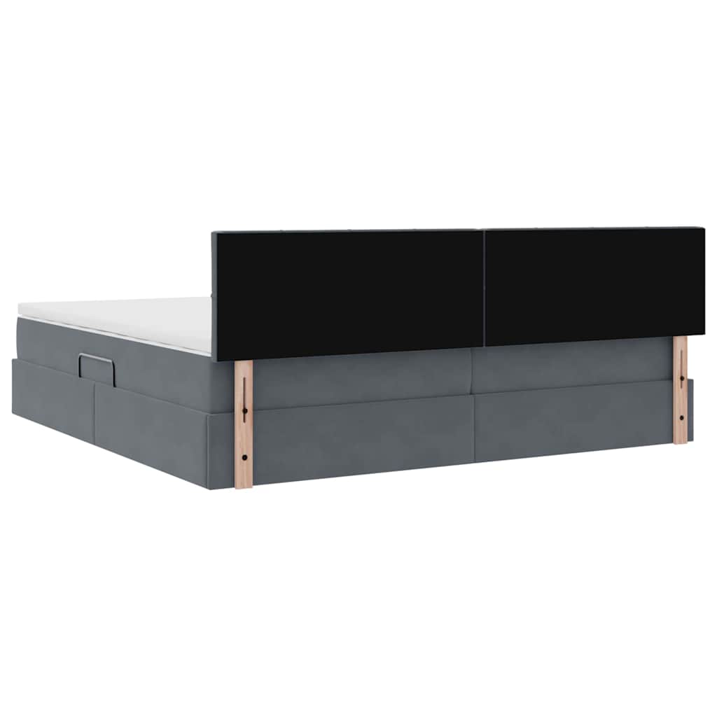 Κρεβάτι με αποθηκευτικό χώρο και LED Σκούρο Γκρι 200 x 200 cm - Pakobazaar