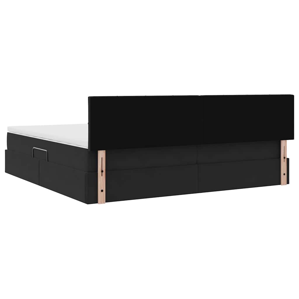 Κρεβάτι με αποθηκευτικό χώρο και LED Μαύρο 200 x 200 cm Βελούδο - Pakobazaar