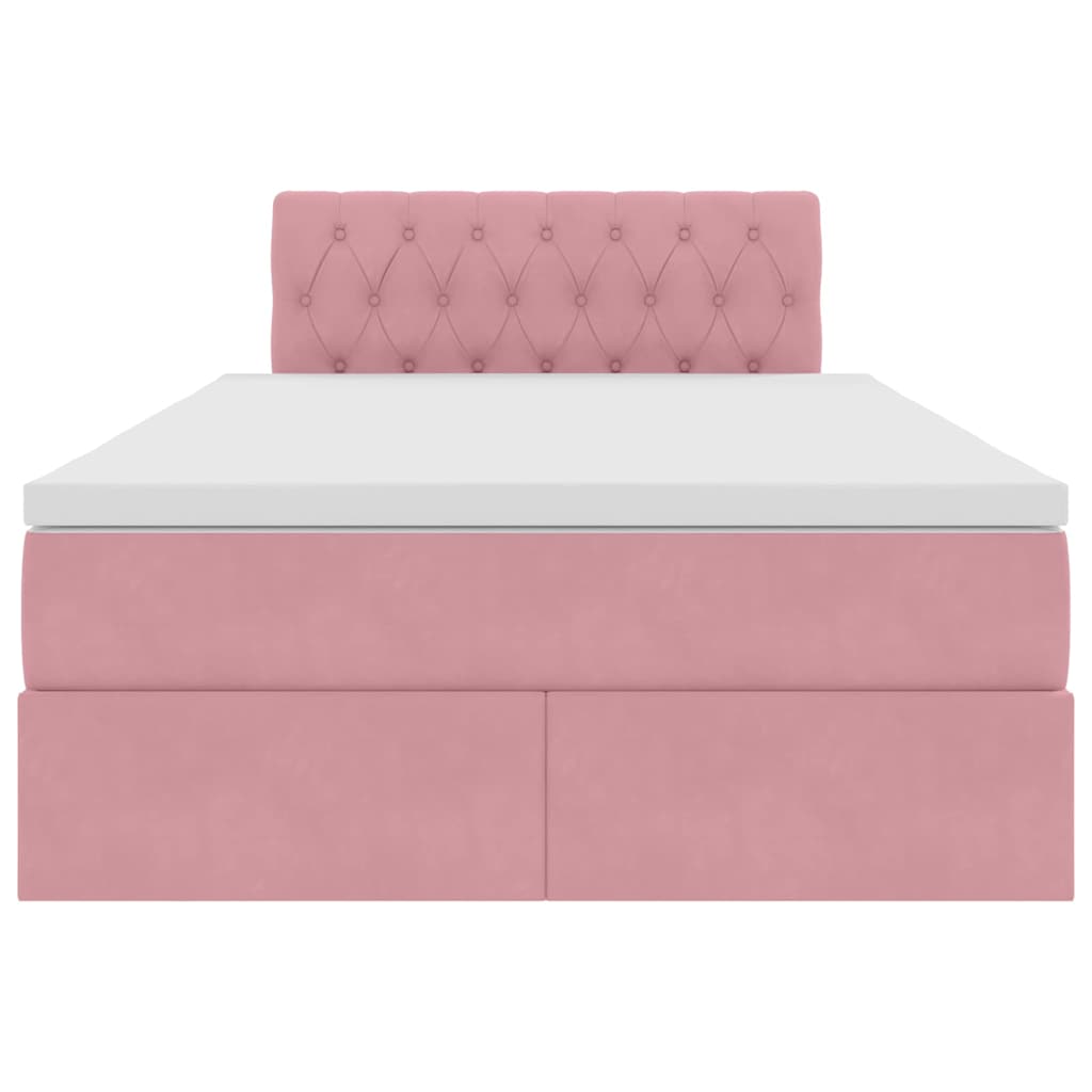 Κρεβάτι με αποθηκευτικό χώρο και LED Ροζ 120 x 190 cm Βελούδο - Pakobazaar