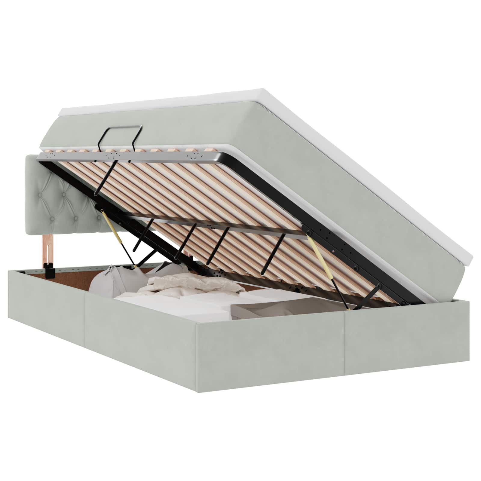 Κρεβάτι με αποθηκευτικό χώρο και LED Ανοιχτό γκρι 120 x 200 cm - Pakobazaar