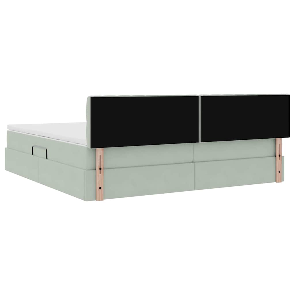 Κρεβάτι με αποθηκευτικό χώρο και LED Ανοιχτό γκρι 200 x 200 cm - Pakobazaar