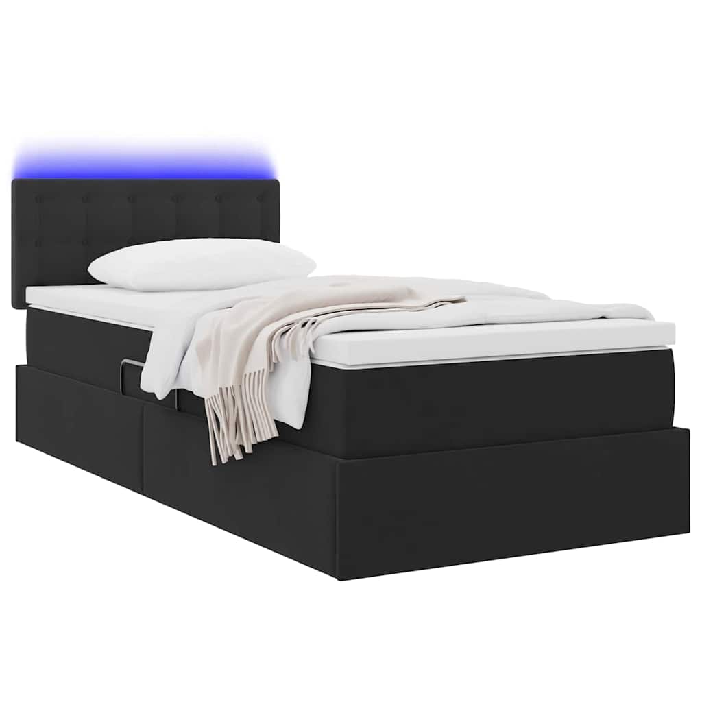Κρεβάτι με αποθηκευτικό χώρο και LED Μαύρο 90 x 190 cm Βελούδο - Pakobazaar
