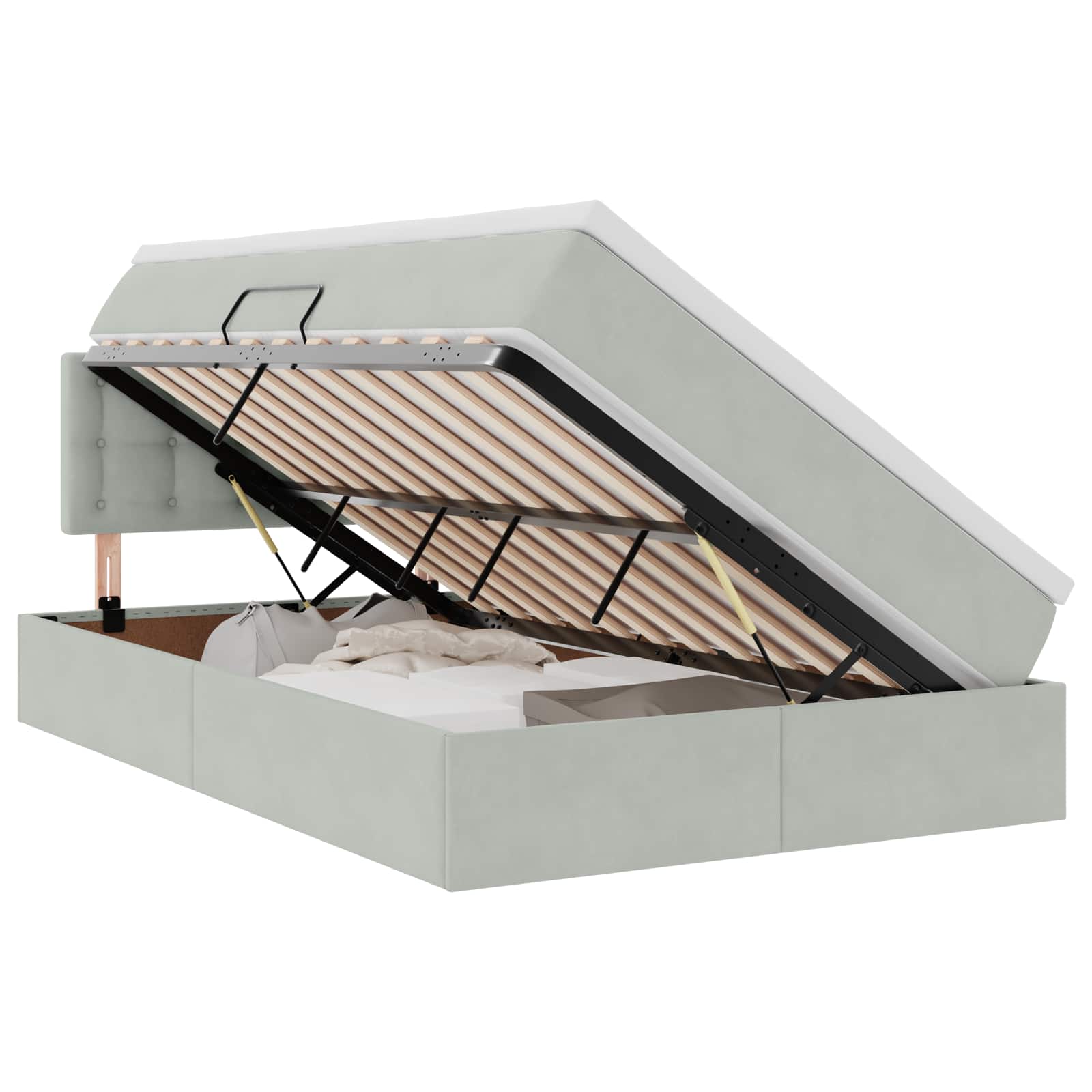 Κρεβάτι με αποθηκευτικό χώρο και LED Ανοιχτό γκρι 120 x 200 cm - Pakobazaar