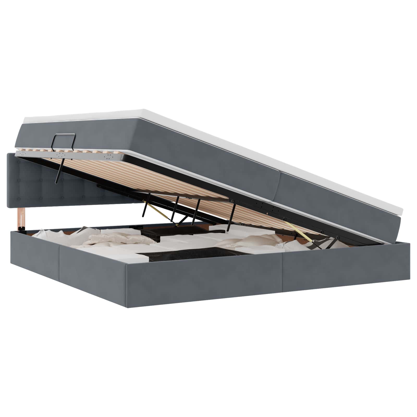 Κρεβάτι με αποθηκευτικό χώρο και LED Σκούρο Γκρι 200 x 200 cm - Pakobazaar
