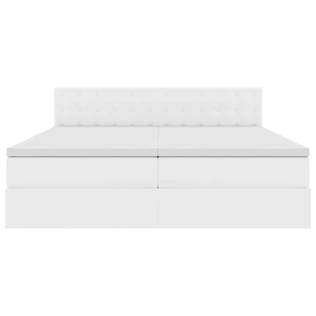 Κρεβάτι με αποθηκευτικό χώρο και LED Καθαρό Λευκό 200 x 200 cm - Pakobazaar