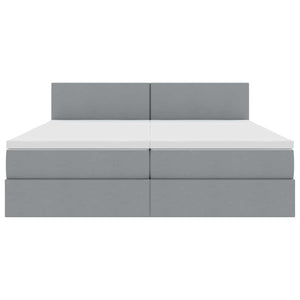 Κρεβάτι με φώτα λωρίδας LED Ανοιχτό γκρι 180 x 200 cm ύφασμα - Pakobazaar