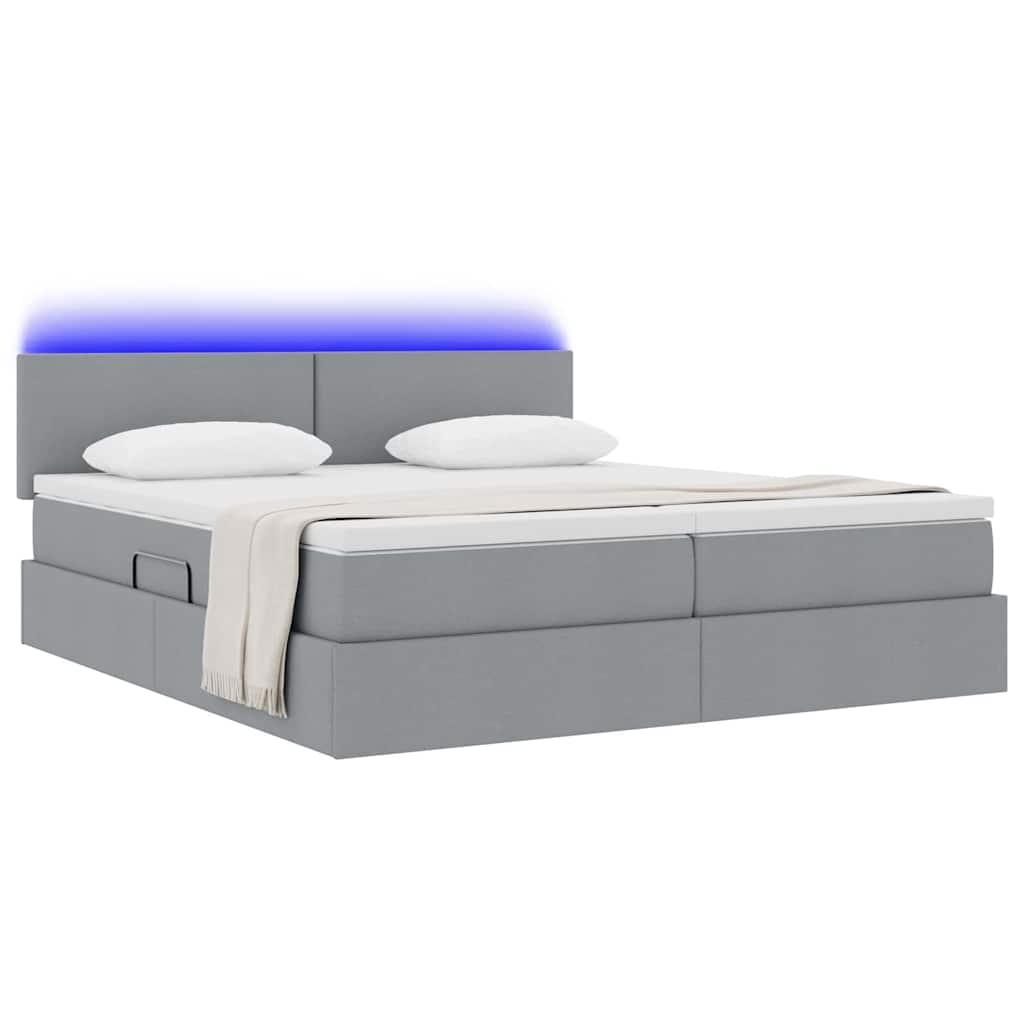 Κρεβάτι με φώτα λωρίδας LED Ανοιχτό γκρι 180 x 200 cm ύφασμα - Pakobazaar