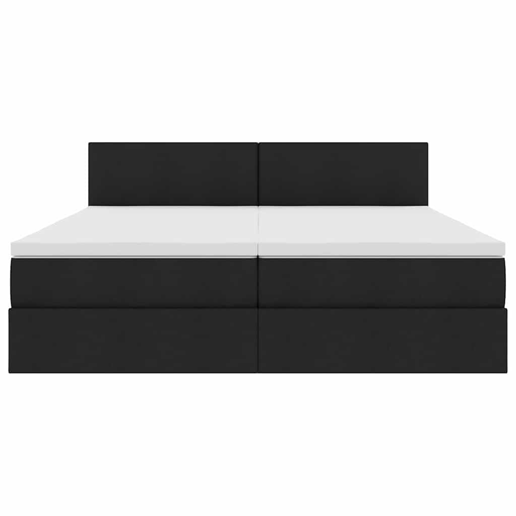 Κρεβάτι με φώτα λωρίδας LED Μαύρο 200 x 200 cm ύφασμα - Pakobazaar