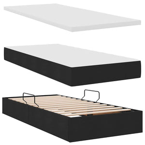 Κρεβάτι με φώτα λωρίδας LED Μαύρο 200 x 200 cm ύφασμα - Pakobazaar