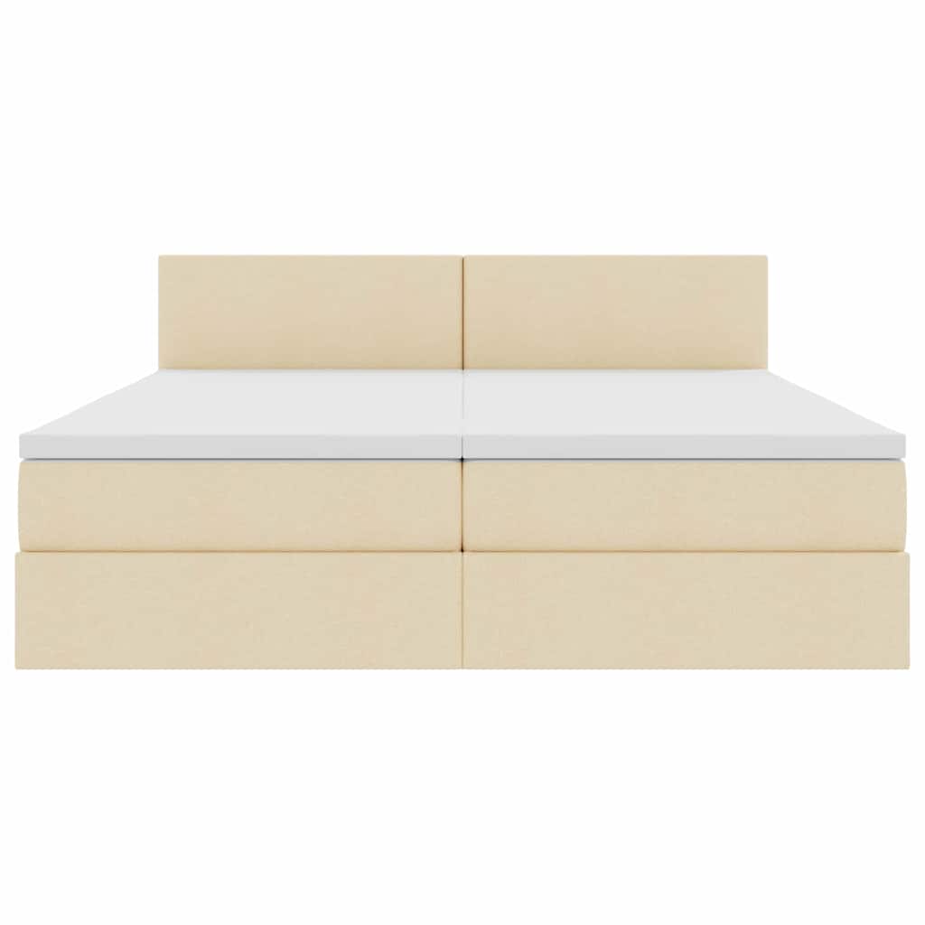 Κρεβάτι με φώτα λωρίδας LED Κρέμ 200 x 200 cm ύφασμα - Pakobazaar