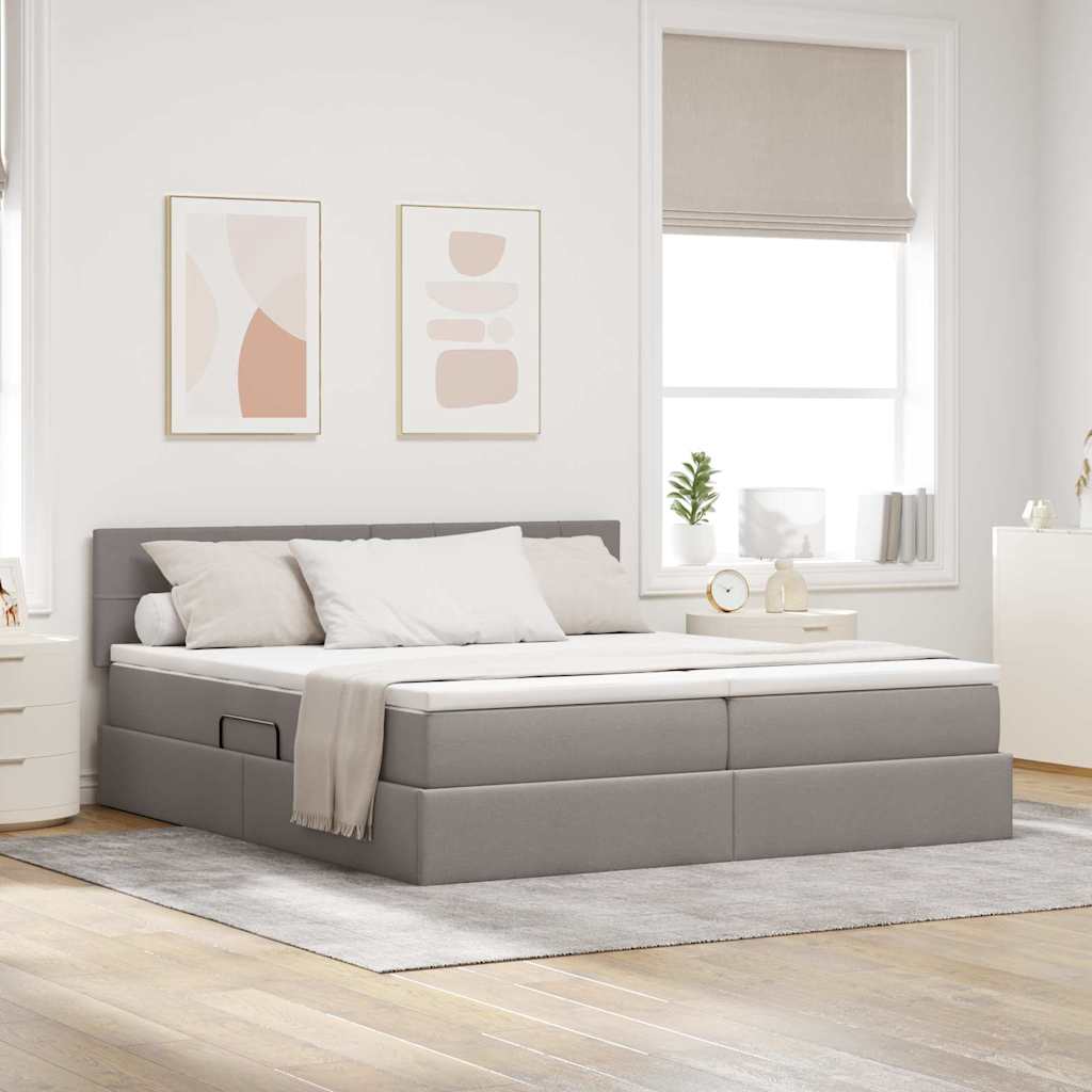 Κρεβάτι με φώτα λωρίδας LED Taupe 180 x 200 cm ύφασμα - Pakobazaar