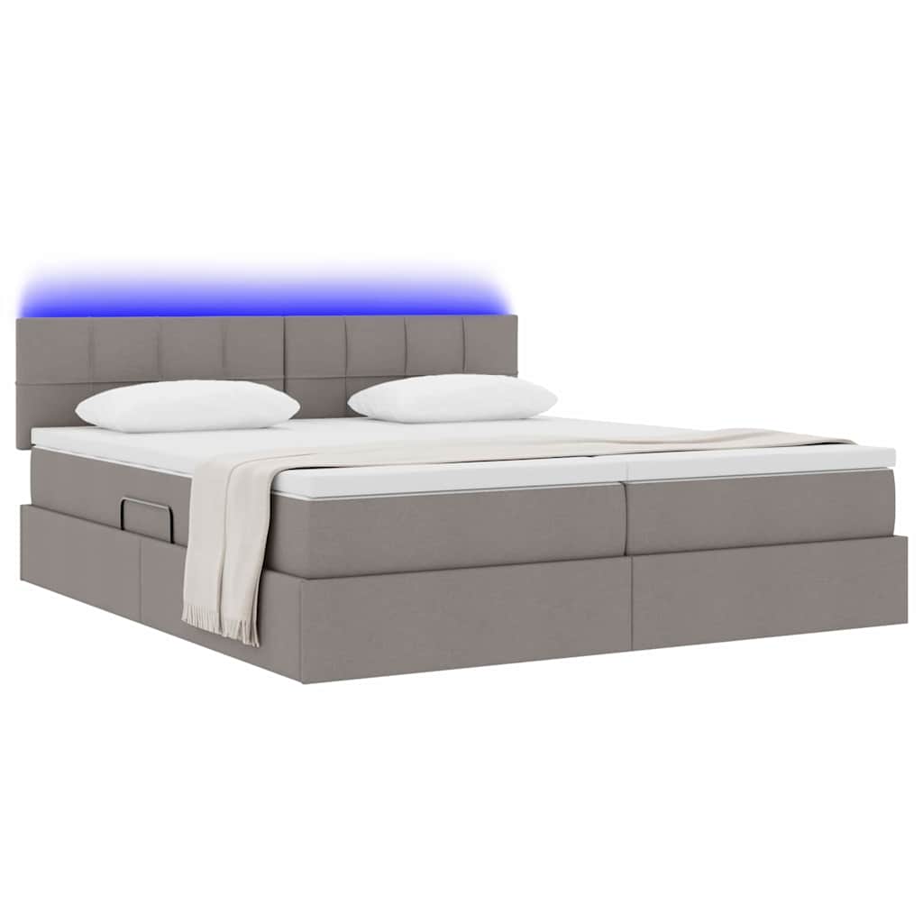 Κρεβάτι με φώτα λωρίδας LED Taupe 180 x 200 cm ύφασμα - Pakobazaar