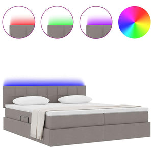 Κρεβάτι με φώτα λωρίδας LED Taupe 200 x 200 cm ύφασμα - Pakobazaar