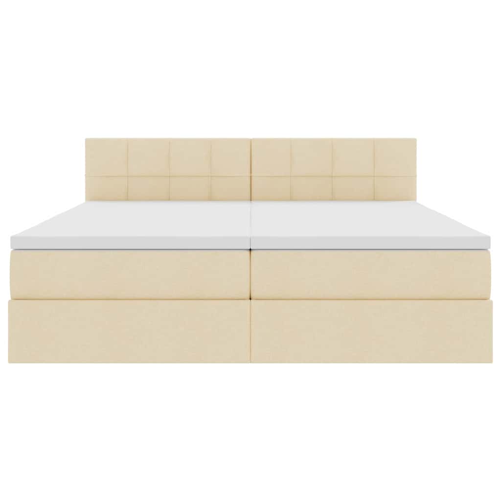 Κρεβάτι με φώτα λωρίδας LED Κρέμ 200 x 200 cm ύφασμα - Pakobazaar