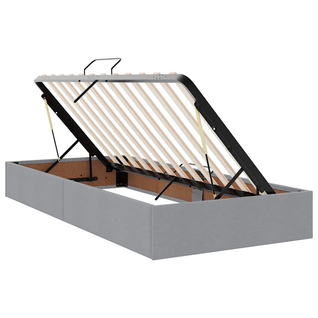 Κρεβάτι με φώτα λωρίδας LED Ανοιχτό γκρι 180 x 200 cm ύφασμα - Pakobazaar