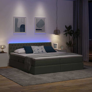 Κρεβάτι με φώτα λωρίδας LED Σκούρο Γκρι 180 x 200 cm ύφασμα - Pakobazaar