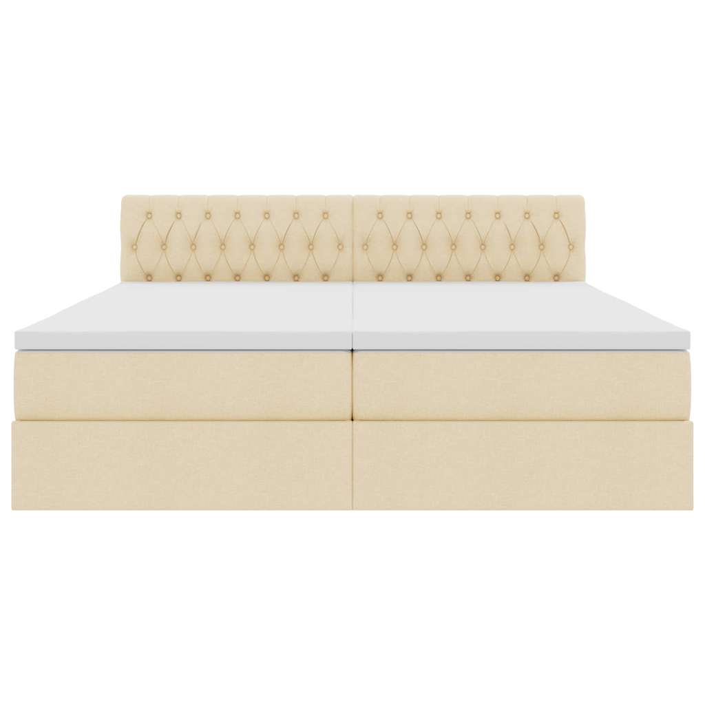 Κρεβάτι με φώτα λωρίδας LED Κρέμ 180 x 200 cm ύφασμα - Pakobazaar